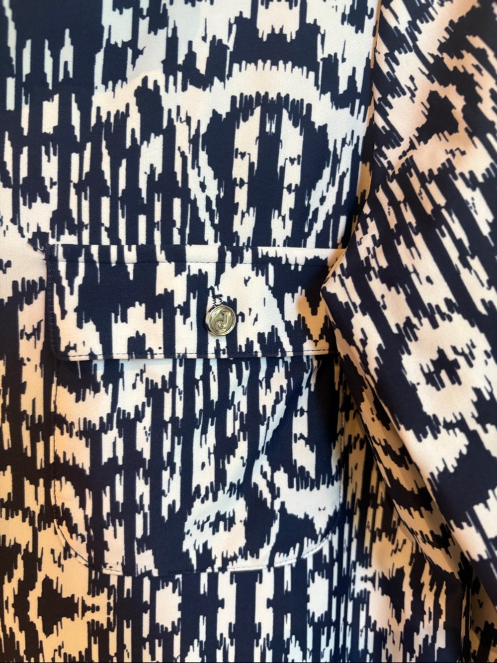 Jude Connally Navy and White Printed Collared Shirt Dress medium - Picture 3 of 5